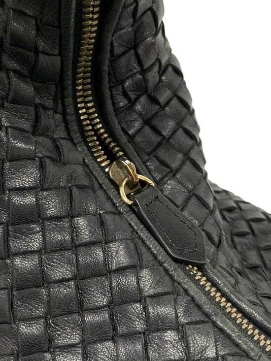 Bottega Veneta Shoulder Bag Sloane Intrecciato Black Leather - Picture 12 of 15
